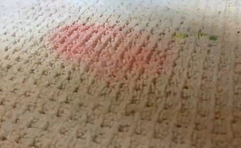 Peoria Arizona Carpet Cleaning removing severe red stain from carpet in Phoenix West Valley