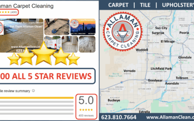 Congrats Allaman Carpet, Tile & Upholstery Cleaning on Achieving 400 ALL 5 Star Reviews on Google